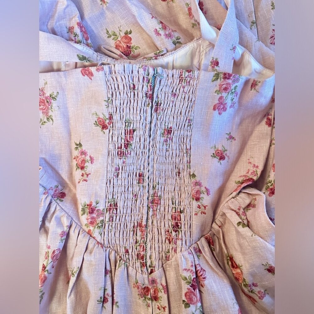 NWT Reformation Balia Linen Midi Dress in Tea Time Pink Floral | size 4 - Picture 12 of 15